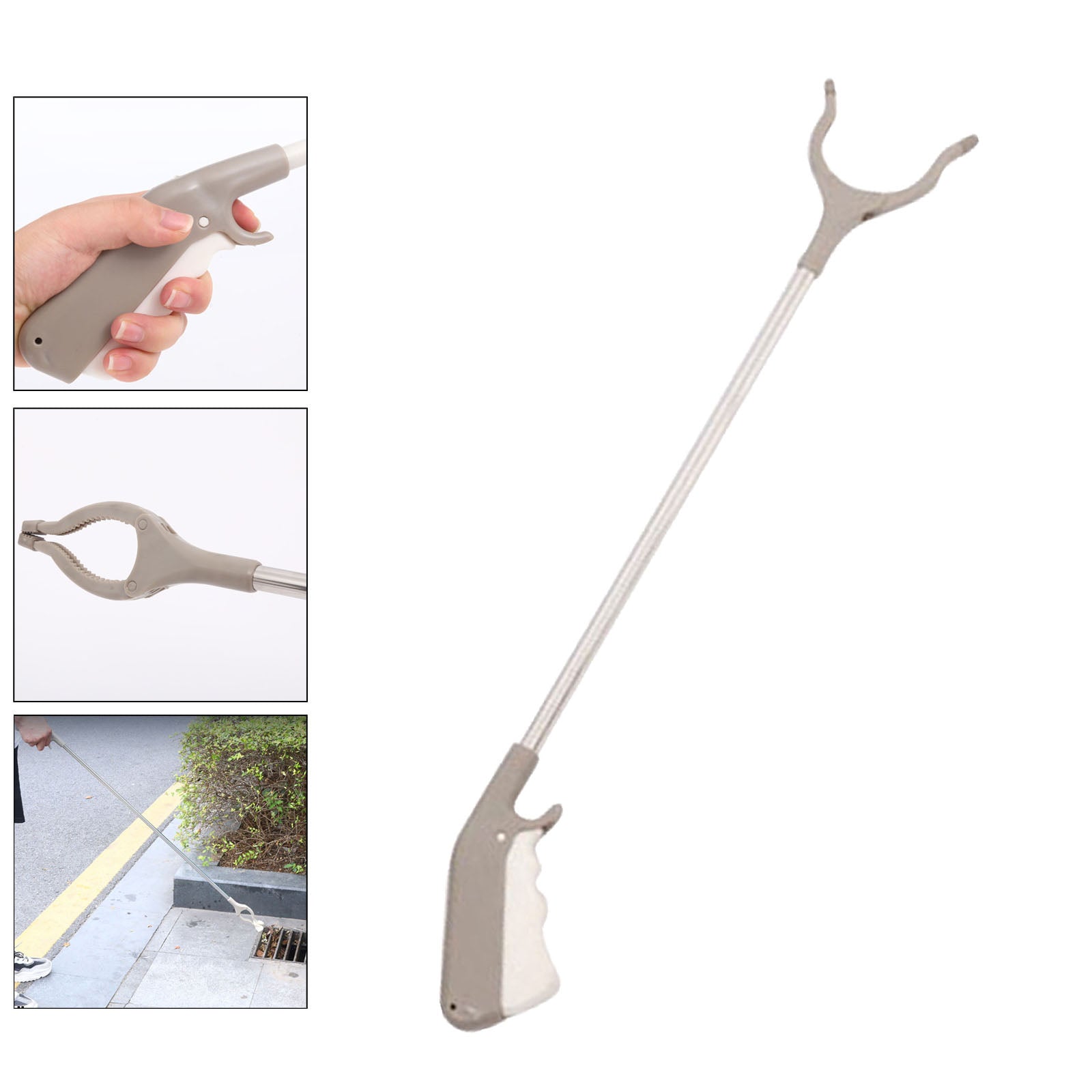 40cm Stainless Steel Grabber Reacher Tool – Non-Slip Grip, One-Hand Operation