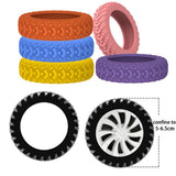 Rubber Luggage Wheel Covers 4PCS in assorted colors with anti-slip arrow pattern, designed for 5-6.5cm wheels in luggage accessories category.