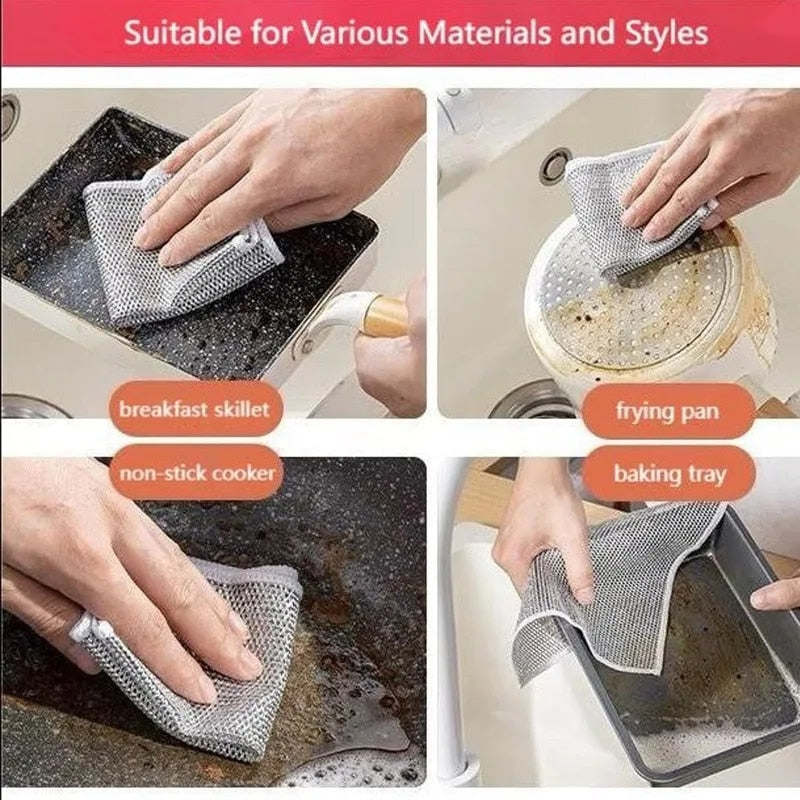 10PCS Multipurpose Wire Dishwahong Cloth