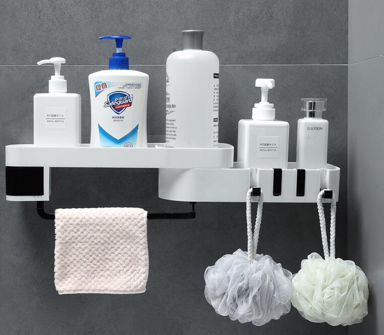 Corner Bathroom Organizer Shelf Rotating Drill Free