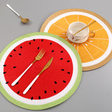 PP Woven Round Fruit Design Placemat Table Mat 38 cm