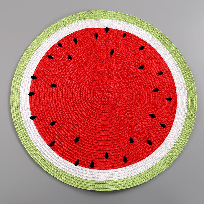 PP Woven Round Fruit Design Placemat Table Mat 38 cm