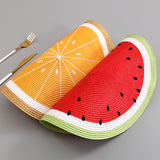 PP Woven Round Fruit Design Placemat Table Mat 38 cm
