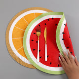 PP Woven Round Fruit Design Placemat Table Mat 38 cm