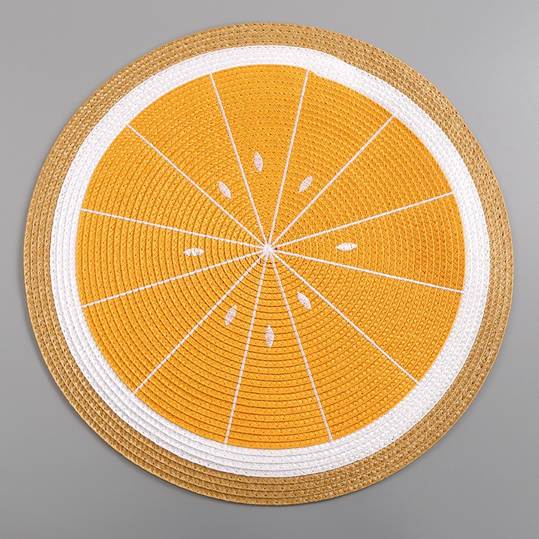 PP Woven Round Fruit Design Placemat Table Mat 38 cm