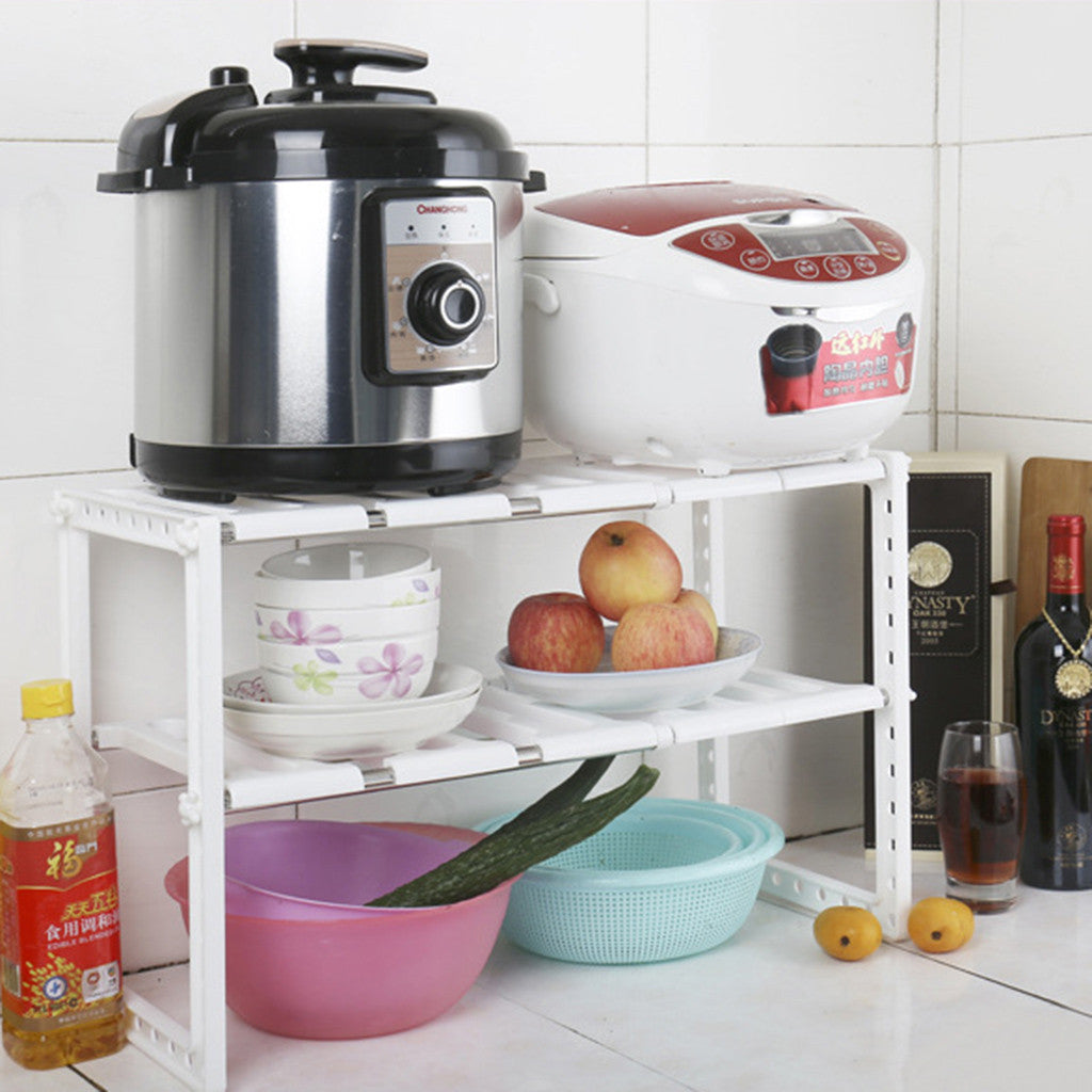 Under Sink 2 Tier Expandable Shelf Organizer