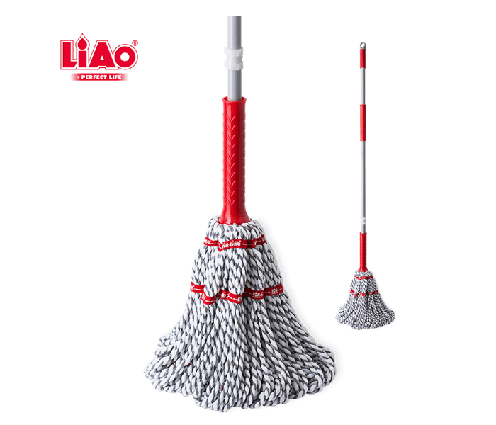 Twist Floor Mop LIAO with red handle and grey microfiber head, ideal for efficient home cleaning. Available at best price in Sri Lanka on Bamagate.com.