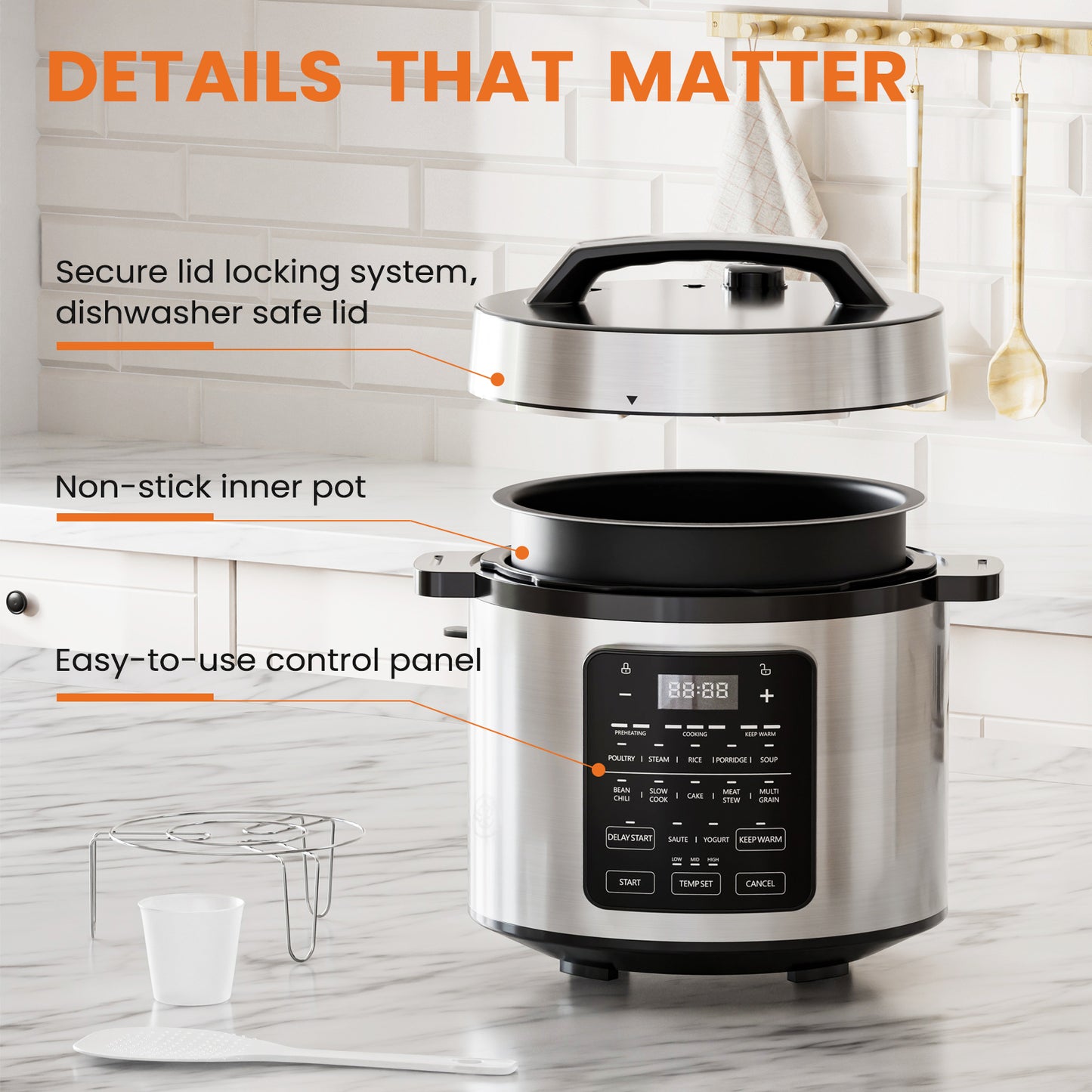 9 In 1 Electric Pressure Cooker, Rice Cooker, Multi-Functional Smart Pot