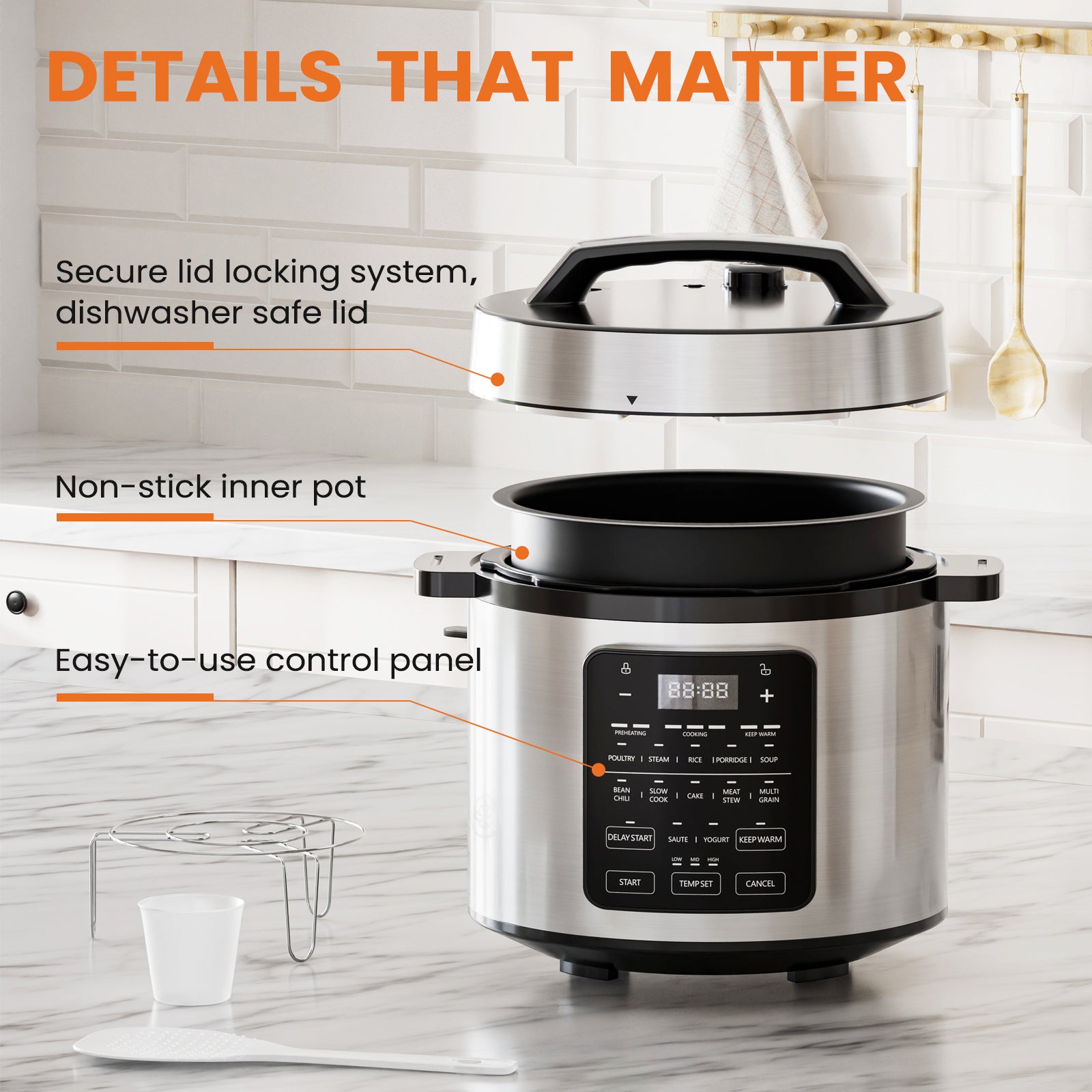 9 In 1 Electric Pressure Cooker, Rice Cooker, Multi-Functional Smart Pot