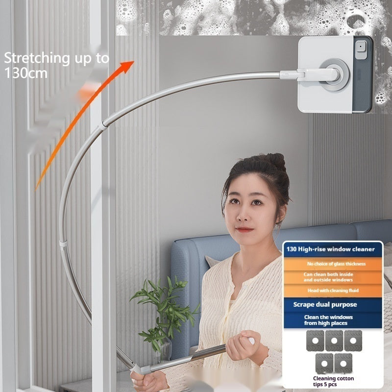 U-Shaped High-Rise Window Cleaner – Telescopic Arc Rod for Safe HDB & Condo Cleaning