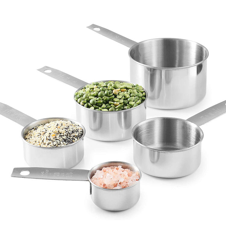 5-Piece Stainless Steel Measuring Cup Set – Baking Essentials with Scale Markings