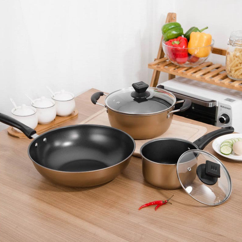 3PCS Set of Pot Kitchen Cookware Cooking Pots