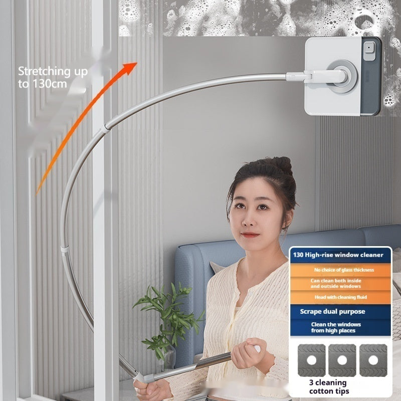 U-Shaped High-Rise Window Cleaner – Telescopic Arc Rod for Safe HDB & Condo Cleaning