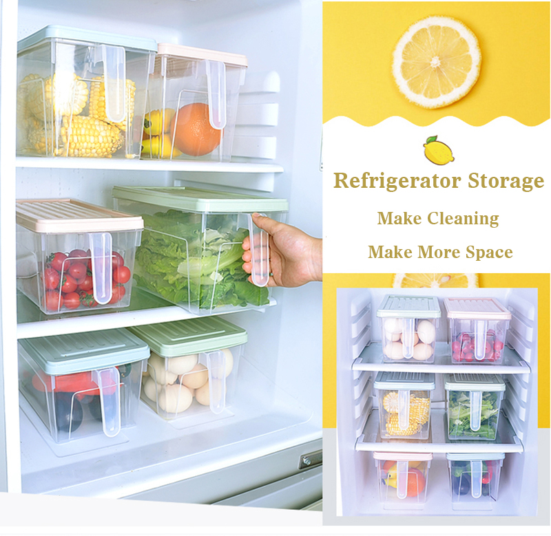 2L Fridge Storage Box with Handle | Transparent Airtight Food Organizer