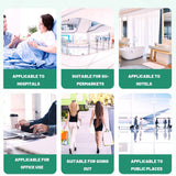 Usage scenarios for disposable toilet seat covers including hospitals, hotels, supermarkets, offices, travel, and public places.