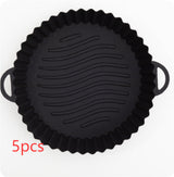 5PCS Air Fryer Silicone Baking Tray Round Shape