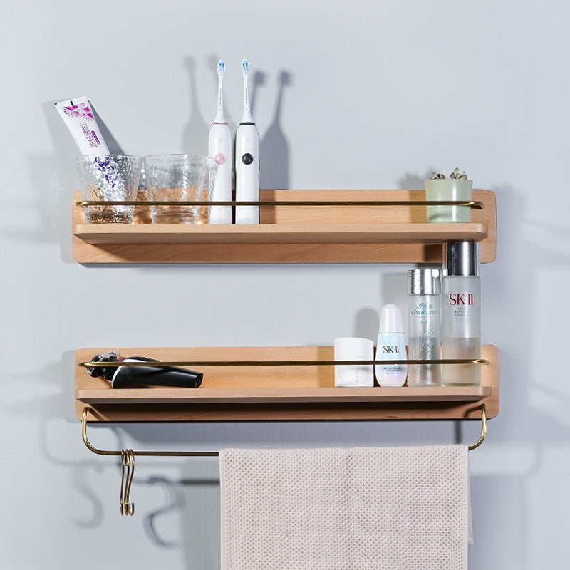 Nordic Bathroom Vanity Shelf Copper Wood