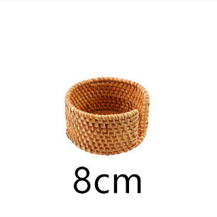 Woven Rattan Coaster Set with Holder