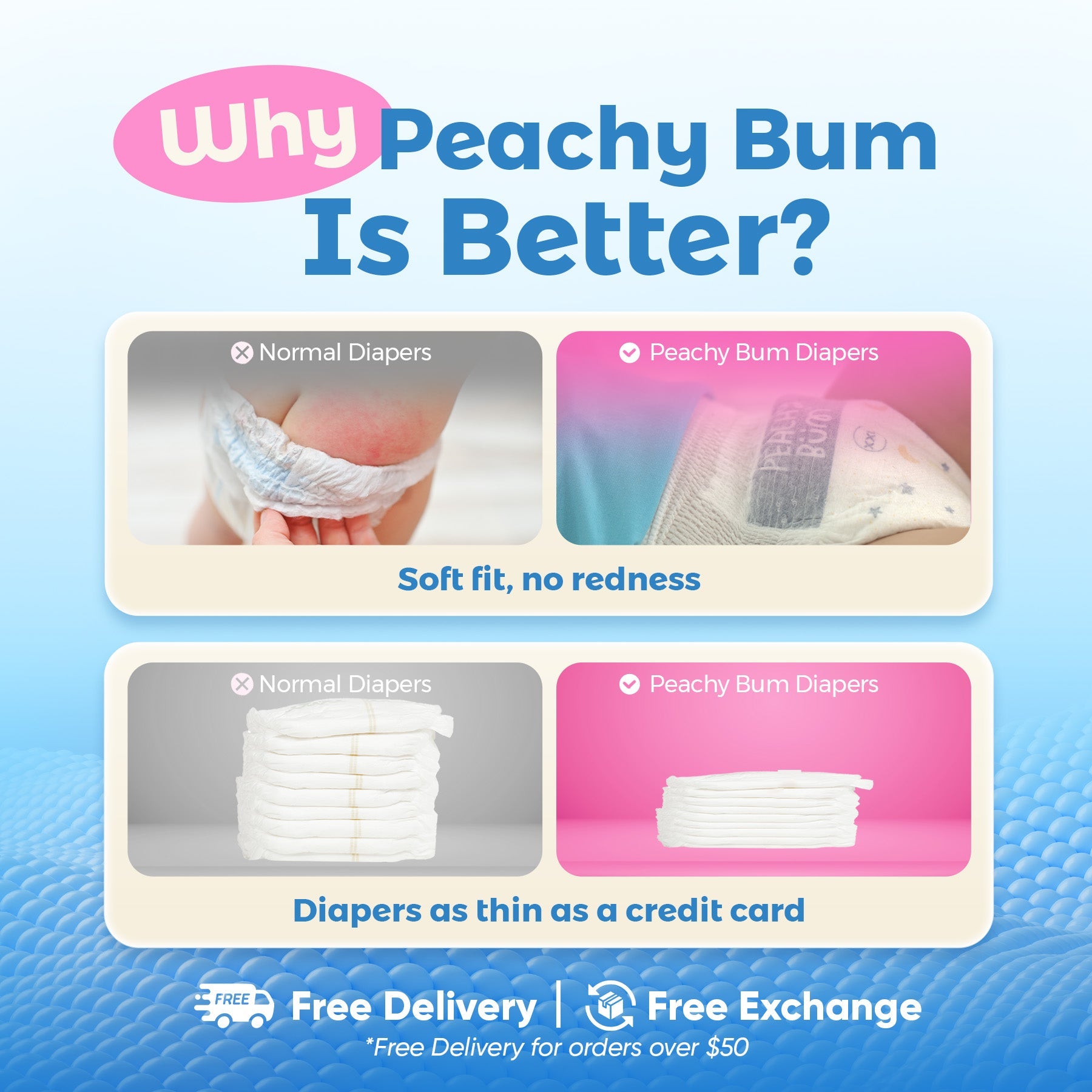 Peachy Bum Trial Pack Cloud Soft Diapers