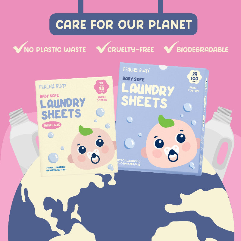 Peachy Bum Baby Safe Laundry Sheets (Travel Size) for 20 Loads