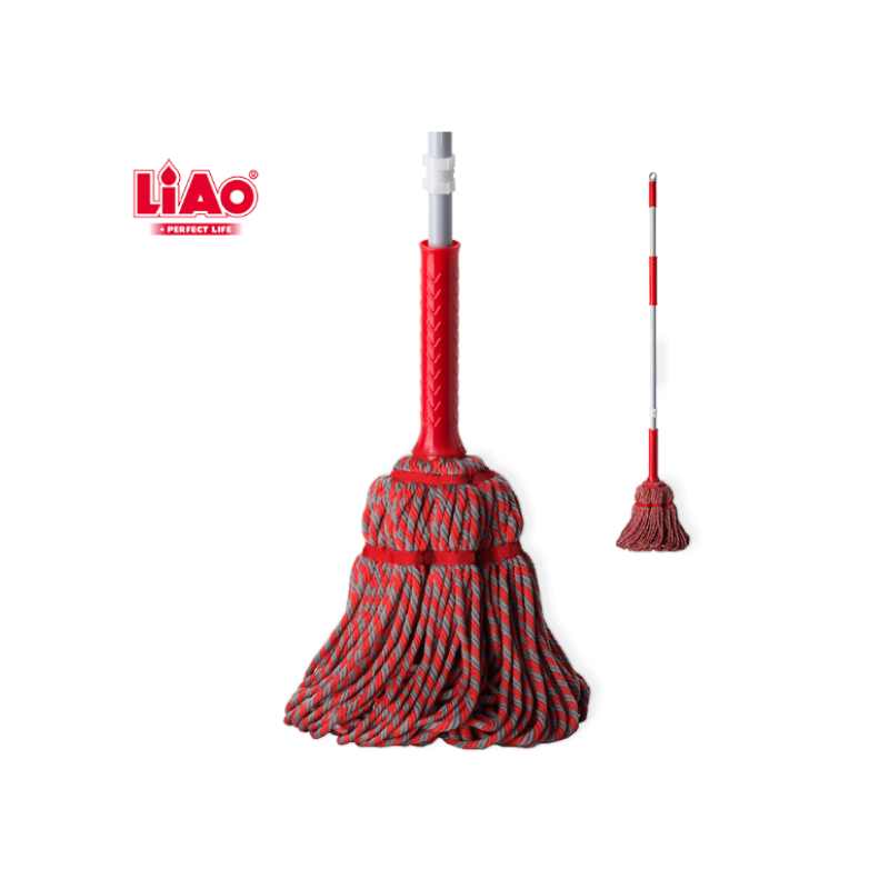 Red Twist Mop LIAO with thick microfiber strands for deep floor cleaning, perfect for household use. Shop now at Bamagate.com in Sri Lanka.