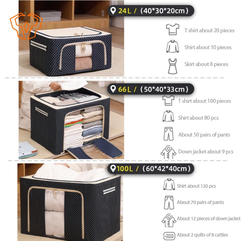 Storage Box Steel Frame Folding Household Clothes Organizer