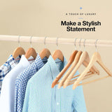 Premium Solid Wood Coat Hangers with Non-Slip Bar & 360° Swivel Hook