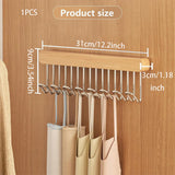 Wall-Mounted Retractable Wooden Hanger Storage Rack with Utility Hooks