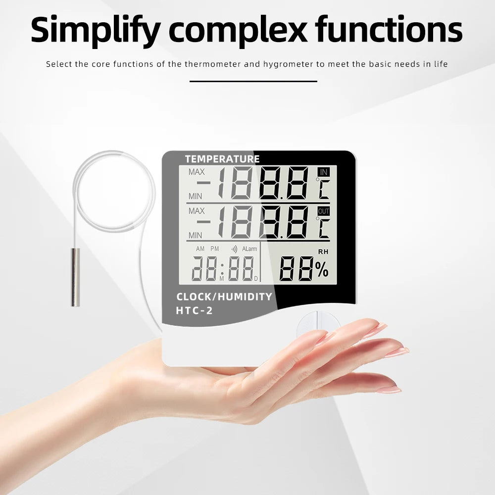 LCD Digital Room Thermometer & Hygrometer – Indoor Outdoor Humidity Meter