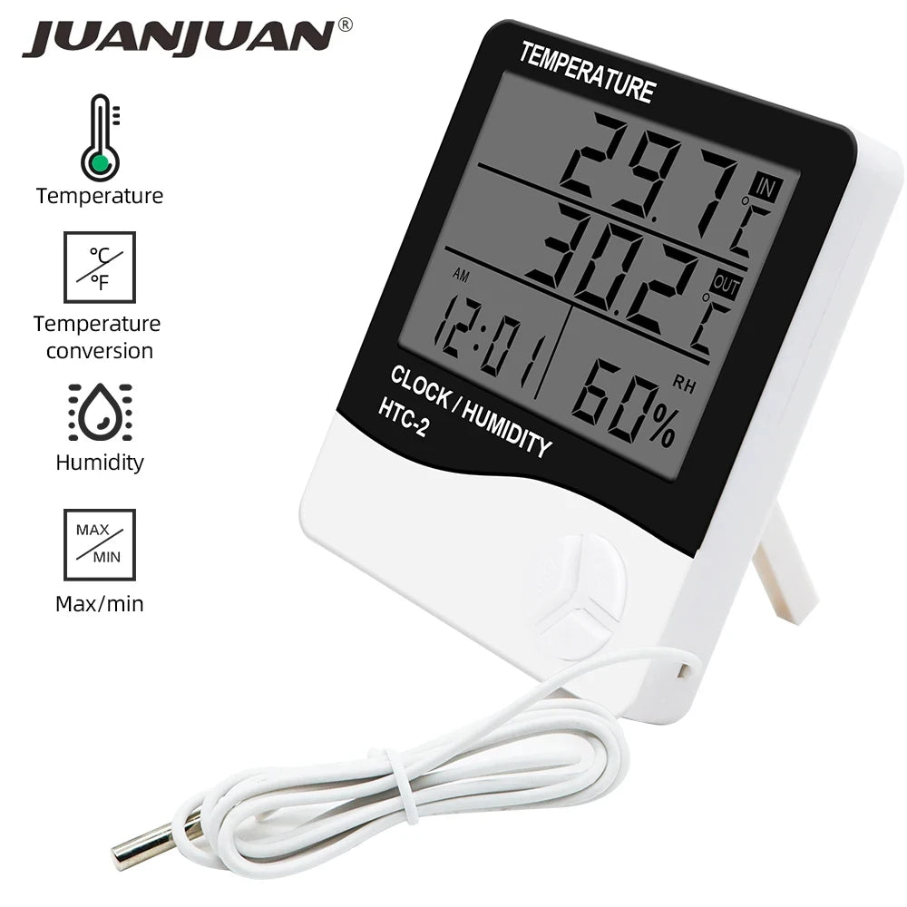 LCD Digital Room Thermometer & Hygrometer – Indoor Outdoor Humidity Meter