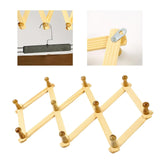 Expandable Wall-Mounted Wooden Accordion Coat Rack with 10 Peg Hooks