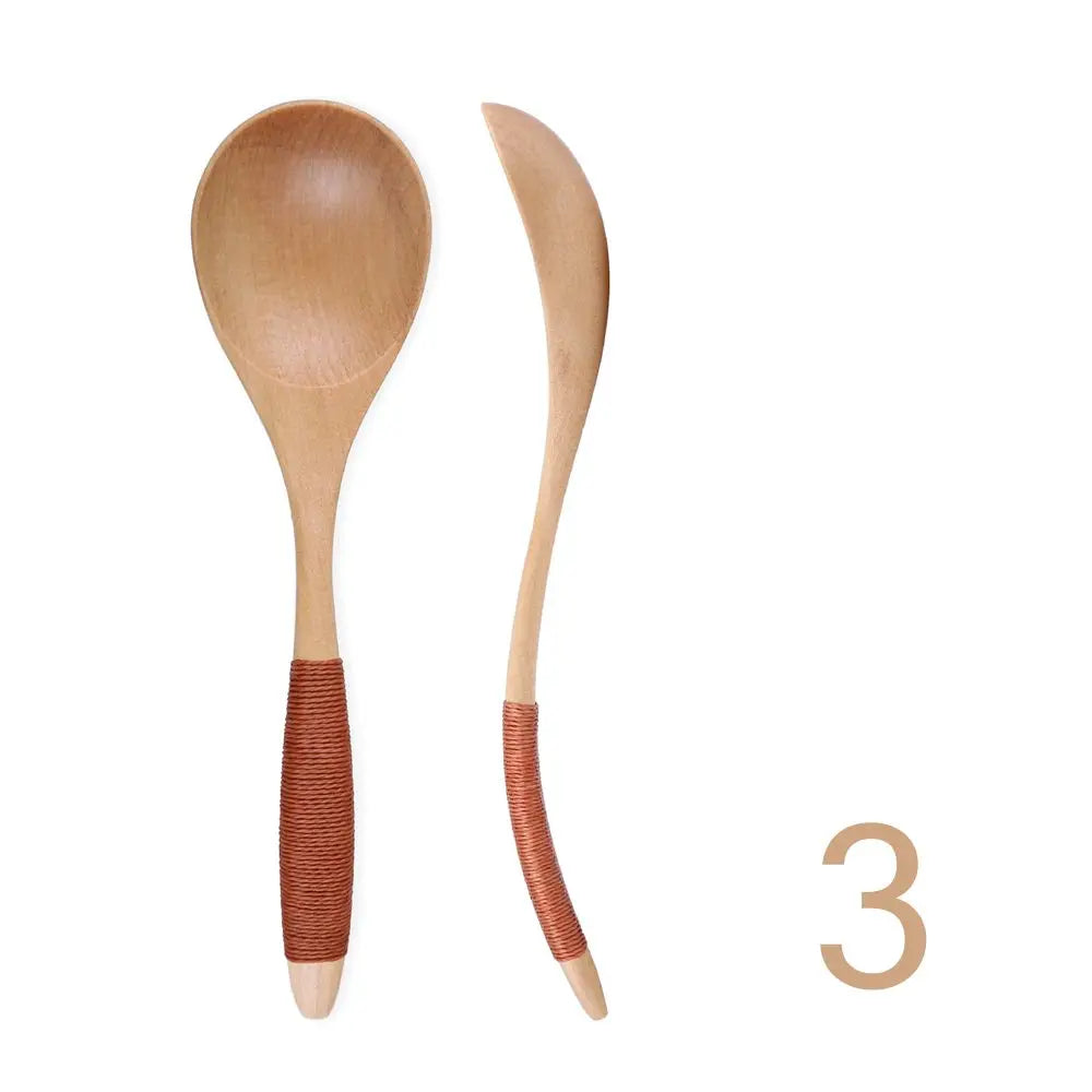 Wooden Spoon Japanese Lacquer Long Handle