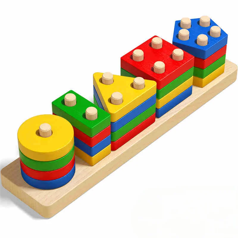 Early Education Geometric Set Columns Building Blocks