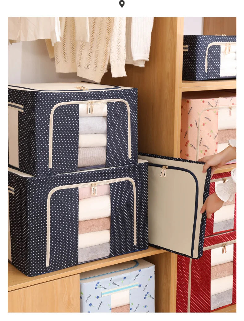 Storage Box Steel Frame Folding Household Clothes Organizer