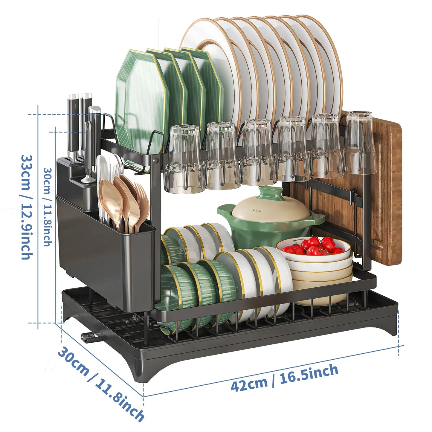 2 Tier Premium Carbon Steel Dish Rack Kitchen