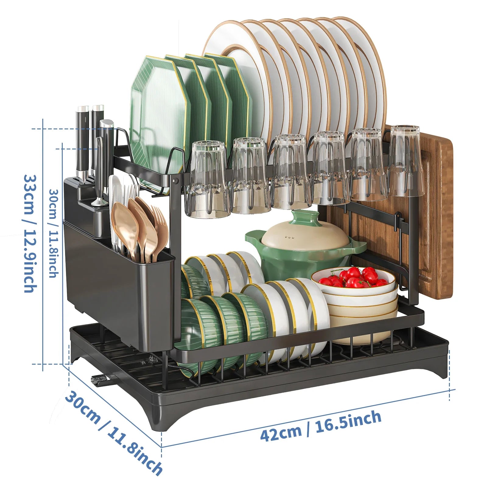 2 Tier Premium Carbon Steel Dish Rack Kitchen