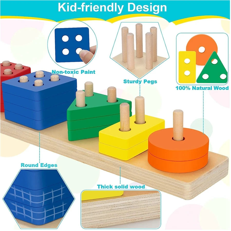 Early Education Geometric Set Columns Building Blocks
