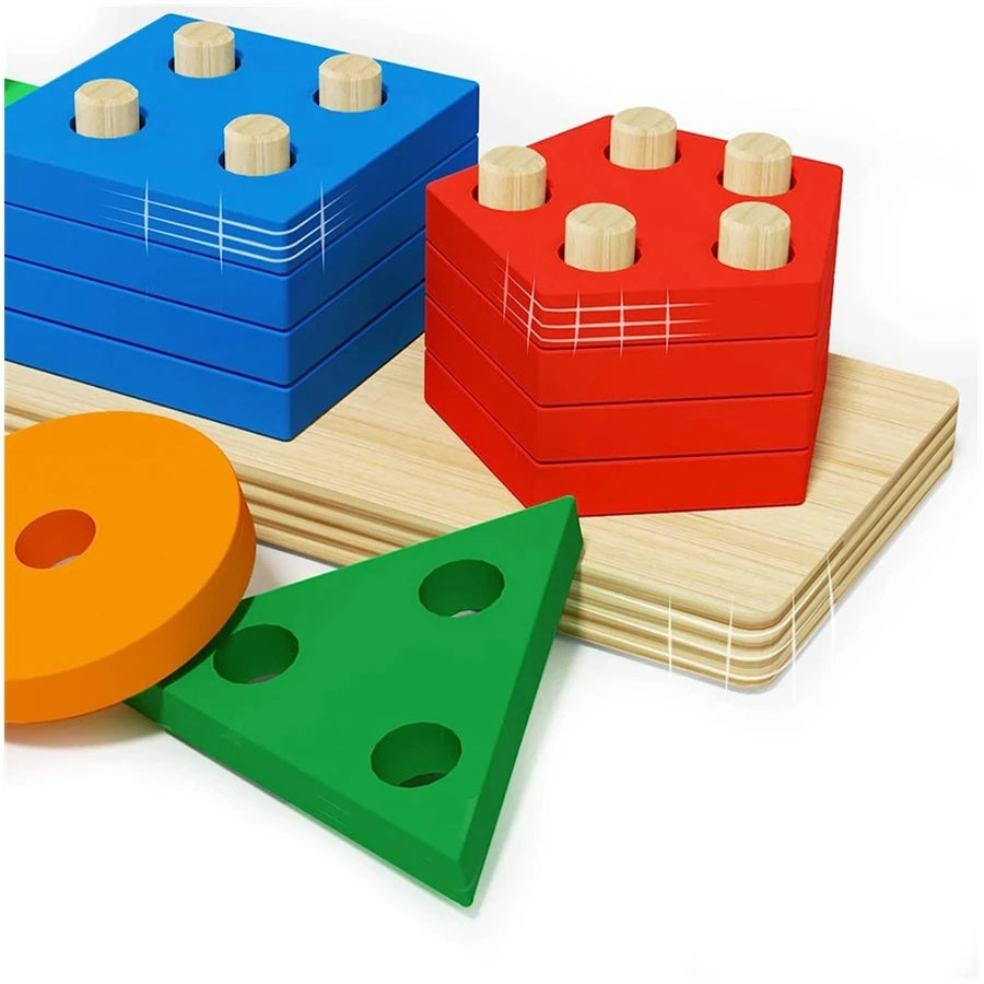 Early Education Geometric Set Columns Building Blocks