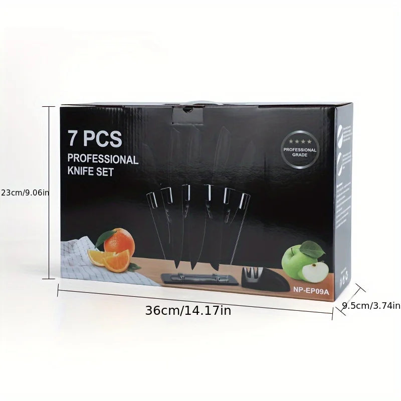 Kitchen Knife 7-piece Set, Black Professional Stainless Steel
