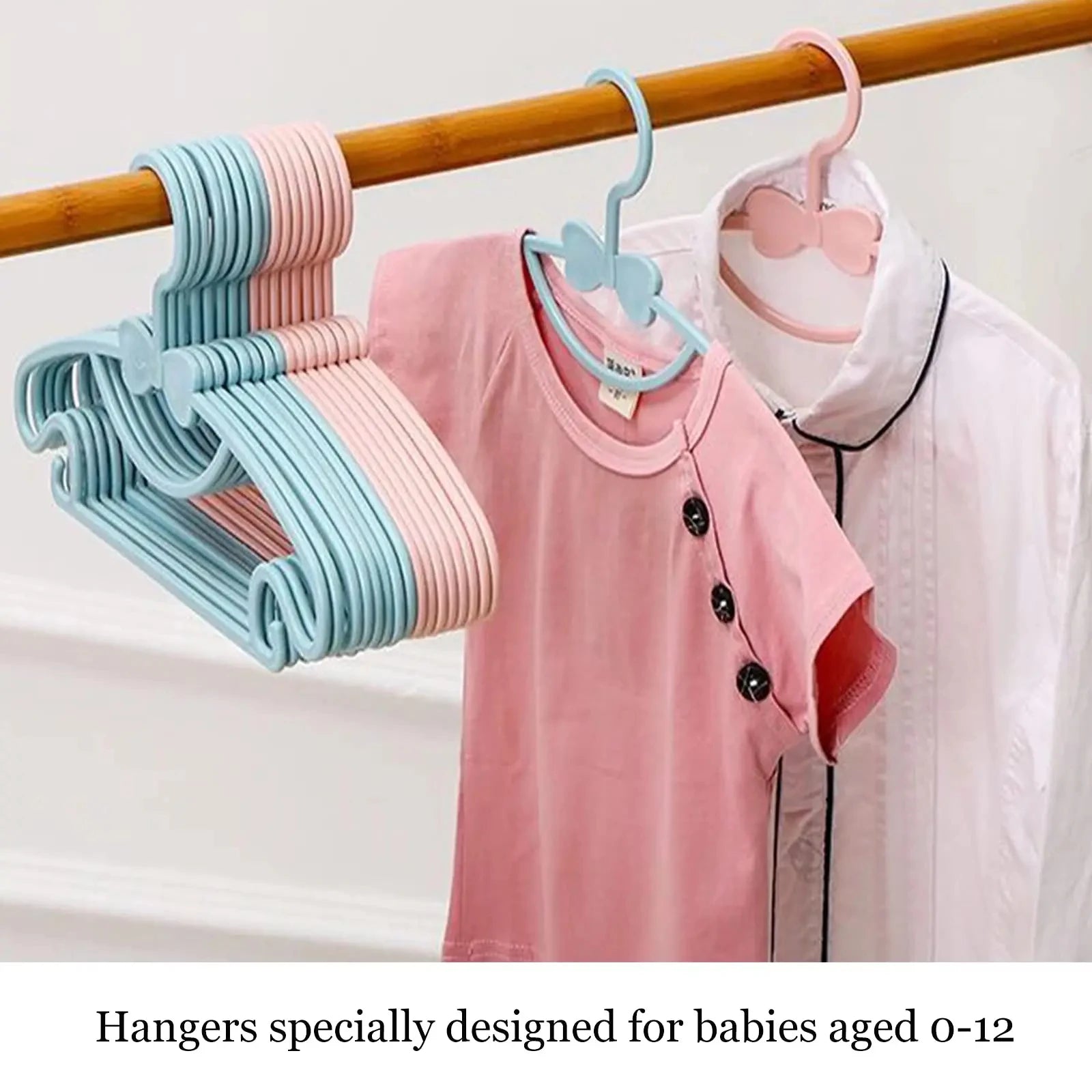 10-Piece Kids Pastel Clothes Hangers Set with Integrated Skirt Clips