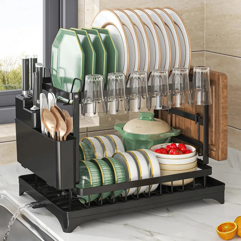 2 Tier Premium Carbon Steel Dish Rack Kitchen