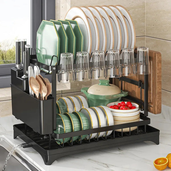 2 Tier Premium Carbon Steel Dish Rack Kitchen