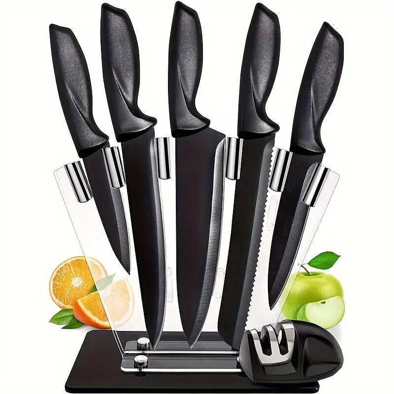 Kitchen Knife 7-piece Set, Black Professional Stainless Steel