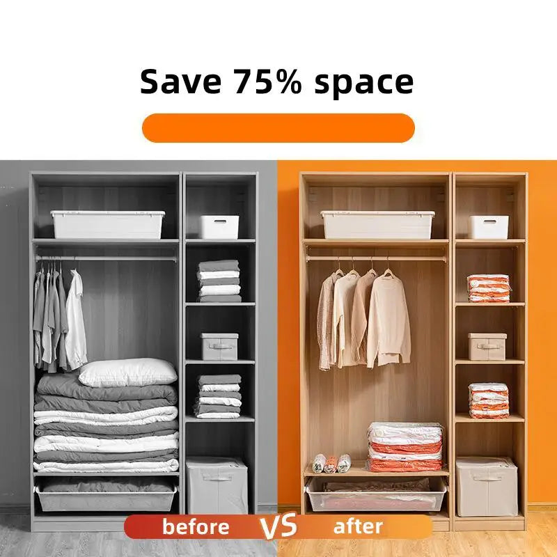 Home Storage Vacuum Bags for Storing Clothes Blankets No Pump Need