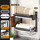 Wall-Mounted Kitchen Dish Rack Organizer with Drainboard