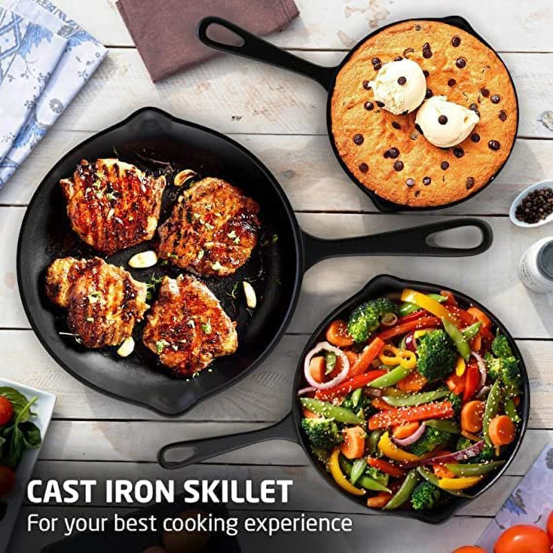 Cast Iron Skillet Frying Pan Iron Cookware Omelets Pancake Pot Oven Safe