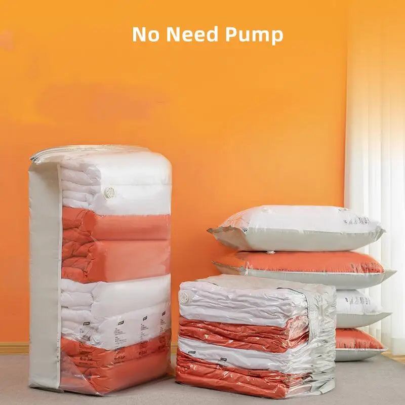Home Storage Vacuum Bags for Storing Clothes Blankets No Pump Need