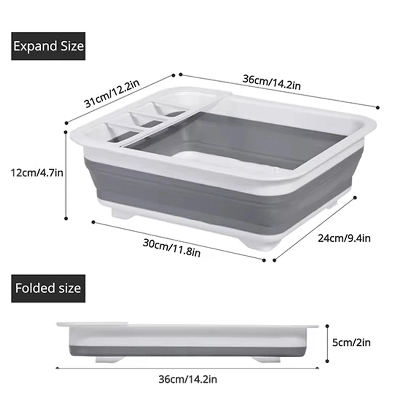 Kitchen Foldable Dish Plate Rack with Drainer
