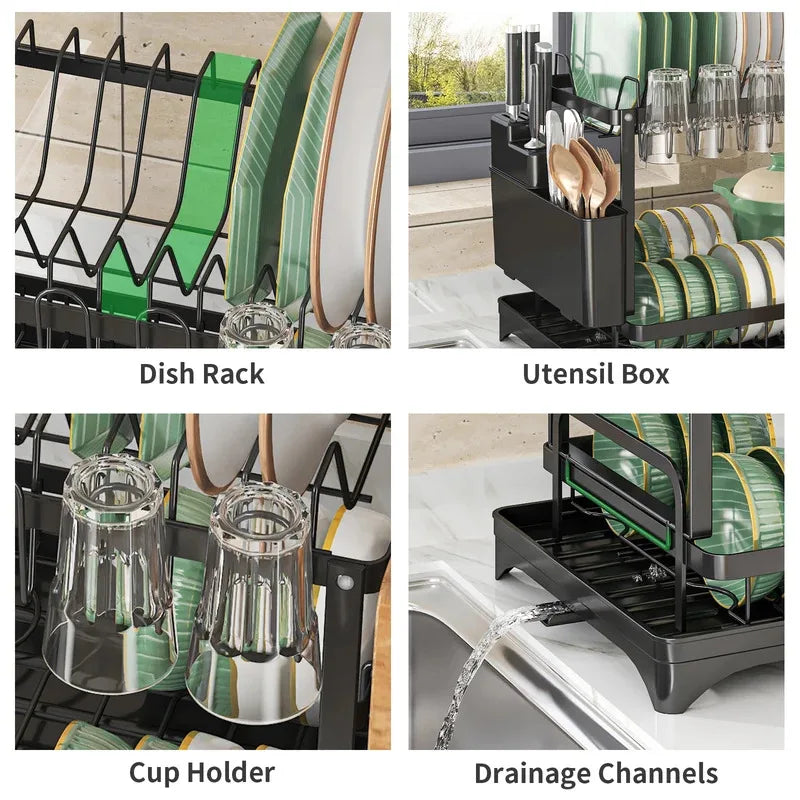 2 Tier Premium Carbon Steel Dish Rack Kitchen