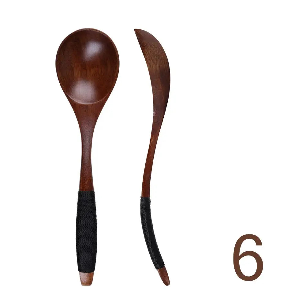 Wooden Spoon Japanese Lacquer Long Handle